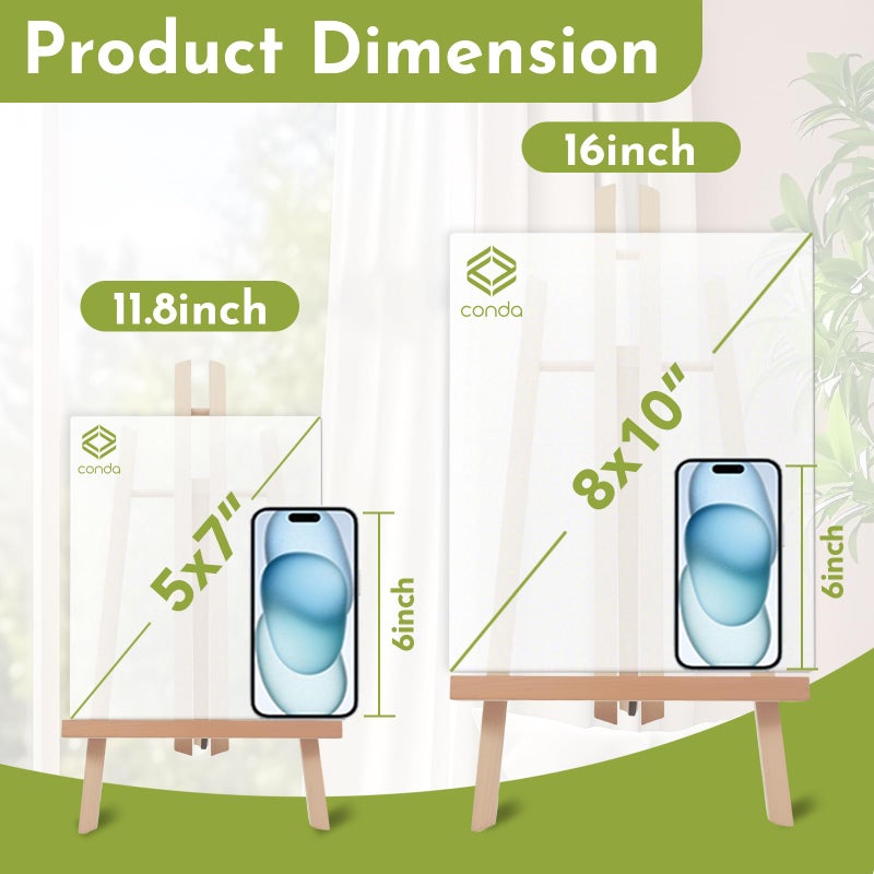 Conda 12Pack Wooden Tabletop Easel for Painting and Display, 11.8" Small Portable A-Frame Tripod Stand for 8x10 and 11x14 Canvas, Desk Easel for Photos, Students Kids Beginners - Image 2